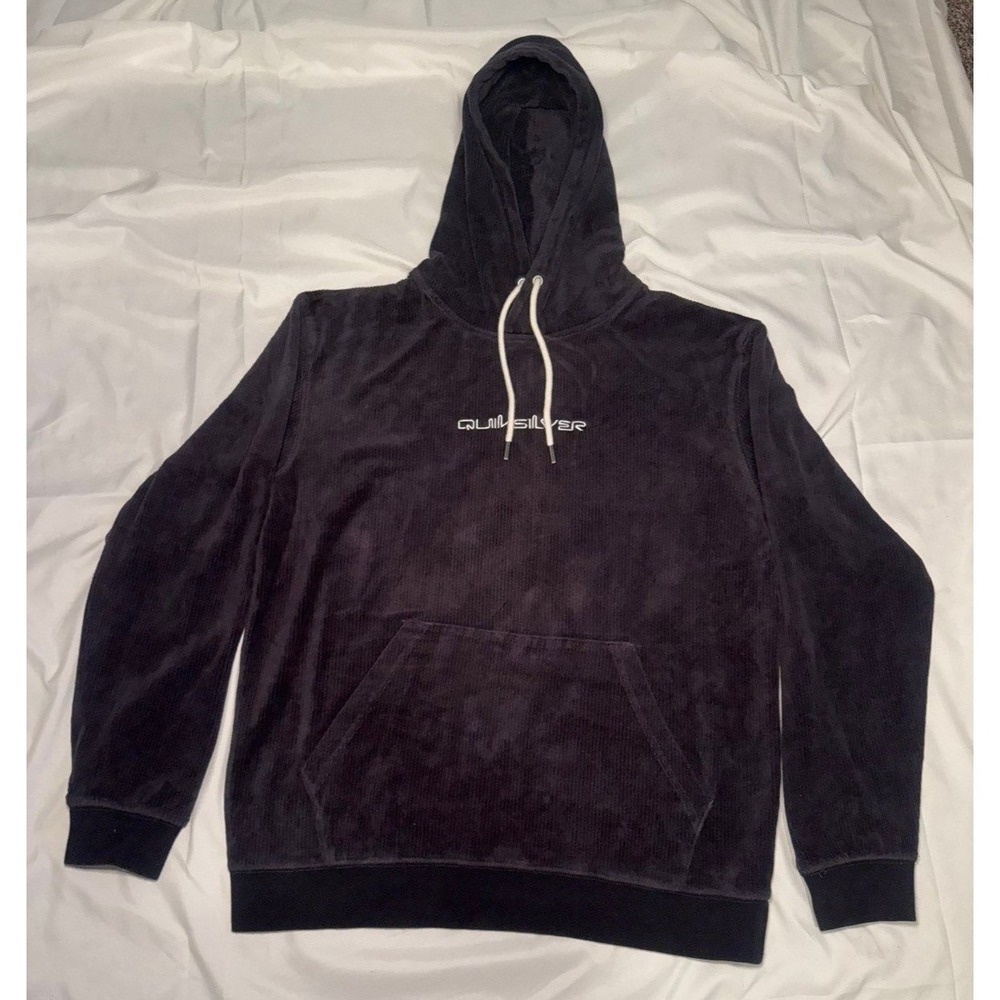 Quiksilver Corduroy‎ Hoodie Dark Grey Relaxed Streetwear Pullover Medium